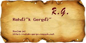 Rehák Gergő névjegykártya